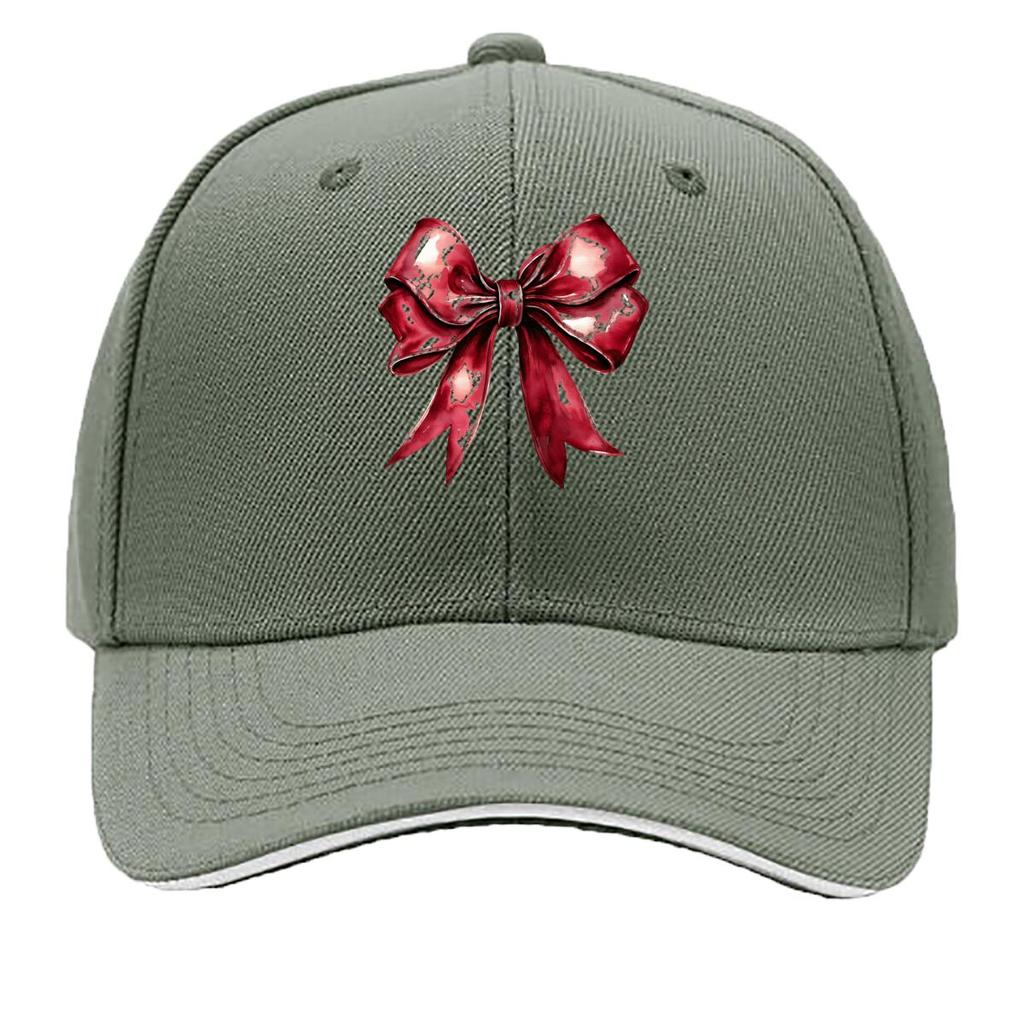 Glossy Red Ribbon Bow Illustration Graphic Sandwich Baseball Cap Unisex Women Sun Cap Outdoor Workouts Hat