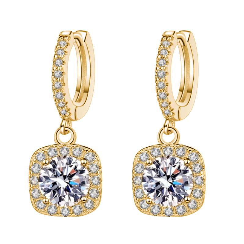 Earrings S925 Sterling Silver Zircon Stud Earrings Women's Earrings Square Bag Earrings Jewelry Sterling Silver Earrings