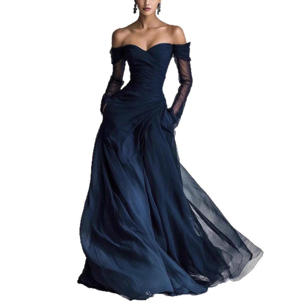 Dámské ležérní elegantní síťované patchworkové dlouhé šaty bez ramínek