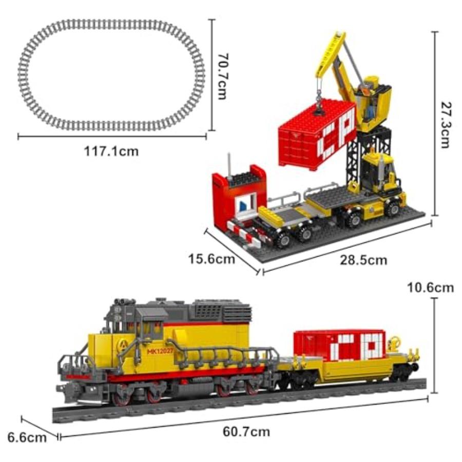 12027 MOC Technology Remote Controlled EMD SD402 Diesel Locomotive Railways Train Building Blocks Set 1170 Piece with Rail Deli