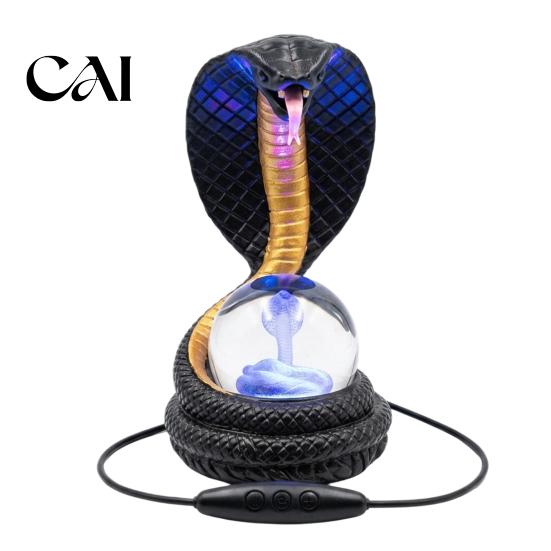 Office Table Decor Snake Shaped Desk Lamp, Resin LED Light with RGB Color USB Powered Night Lamp Changing, Faux Crystal Ball for Bedroom Gaming