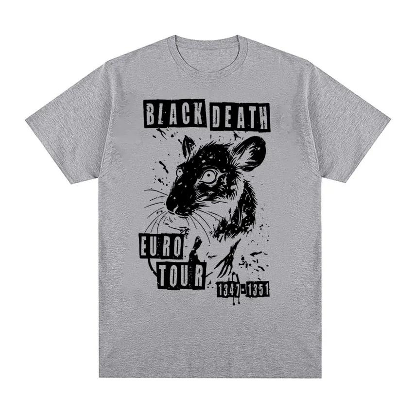 Funny Black Plague European Medieval Tour Rat Meme T-shirt Men's Women Fashion Vintage High Quality Oversized T Shirt Streetwear