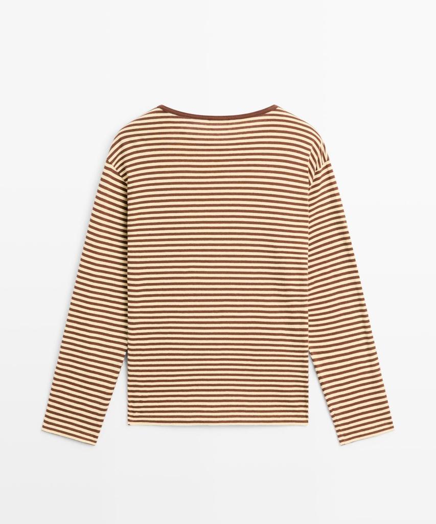 Masimodutti Long Sleeve Striped Cotton T-Shirt