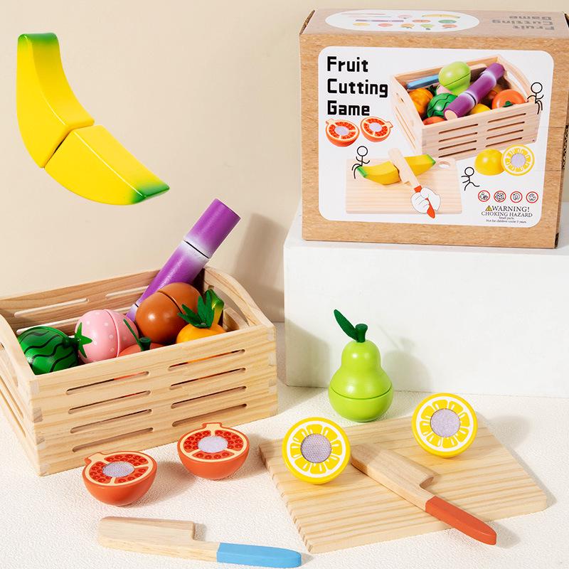 Wooden Fruit Cutting Playset: Hands-on Educational Kitchen Toy for Early Learning