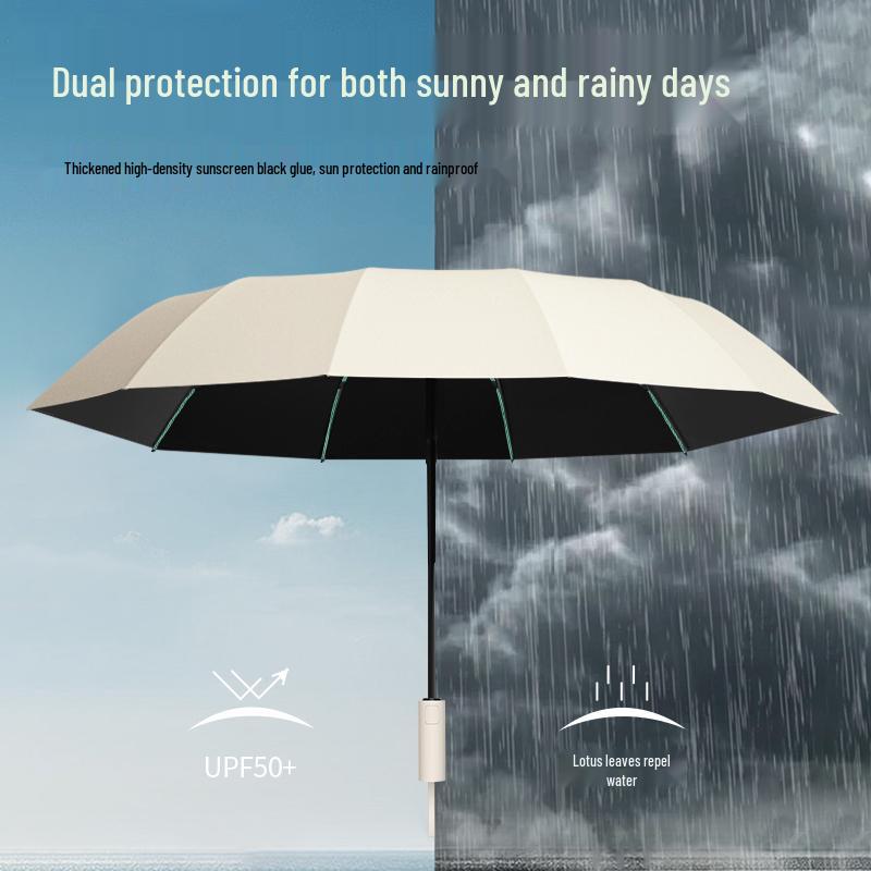 Extra Large Reinforced Automatic Sun & Rain Umbrella with Anti-UV Sunshade and Logo Print