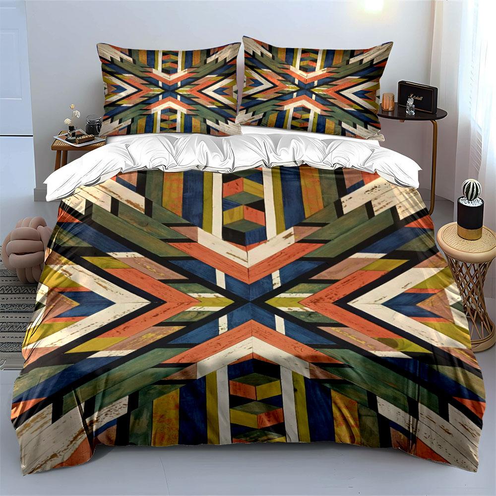 Geometric Colorful Chevron Pattern. Bedding Sets Duvet Cover Sets Duvet Covers Pillowcases(1 * Duvet Cover 2 * Pillowcases Without Duvet Insert)