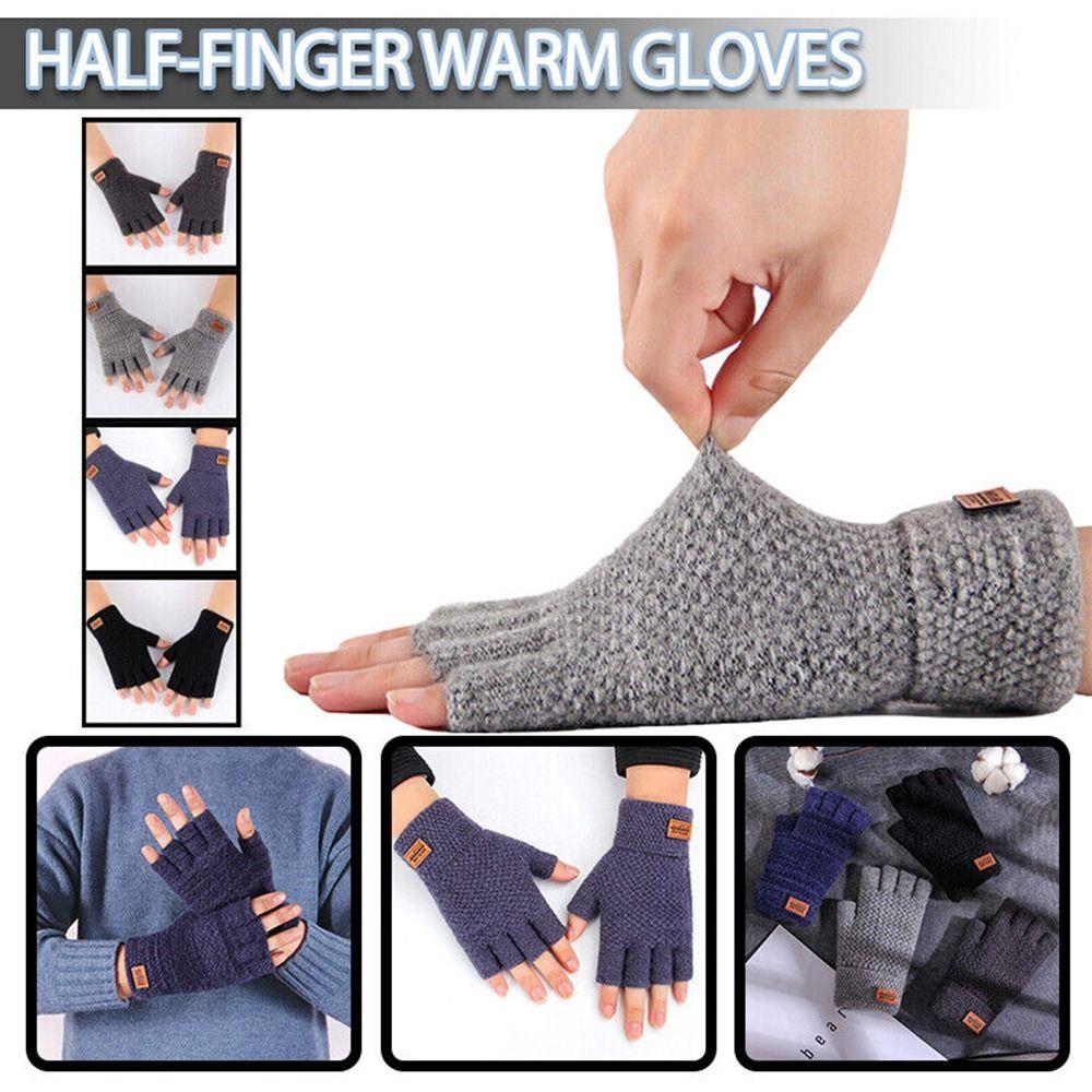For Adult Korean Style Warm Hand Accessories Half-finger Gloves Knitted Gloves Fingerless Mittens