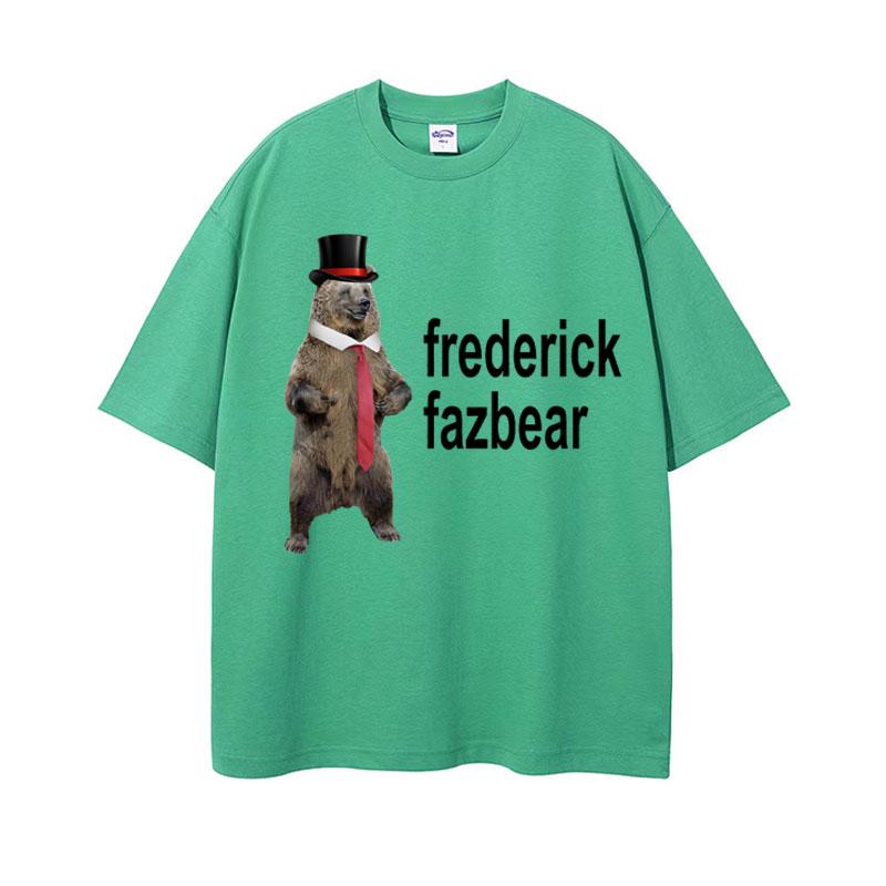 

Frederick Fazbear The Fancy Bear Fnaf T Shirts Men Women Funny Meme Graphic Print T Shirt Male Vintage Gothic Humor Tops Tshirt 3XL