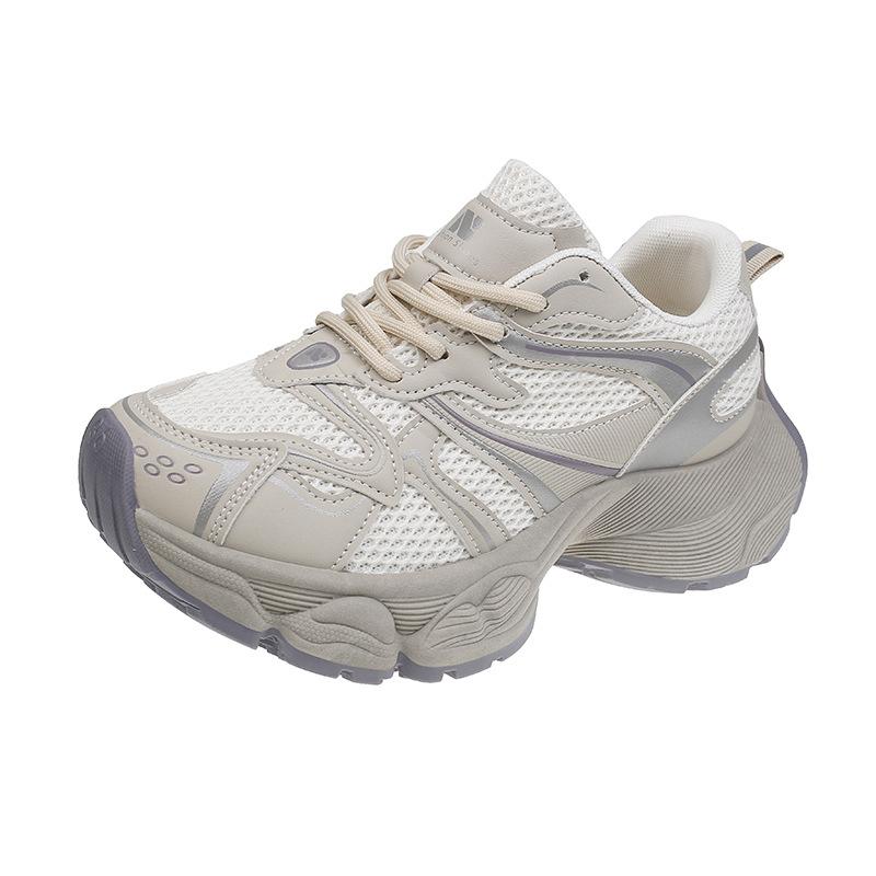 

Обувь для папы, женская обувь, ins tide 2025, новая весенняя спортивная обувь на платформе, сетка, показывающая ноги, маленькая взрывная повседневная обувь 40 хаки