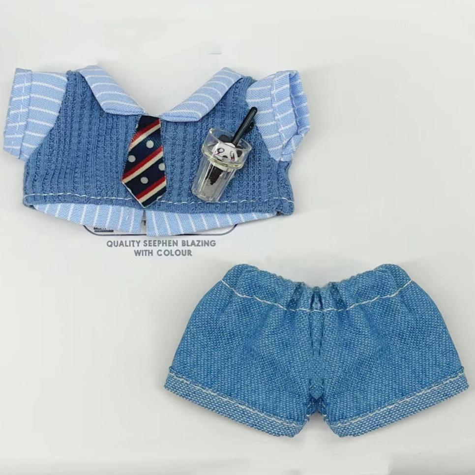 

10Cm Cotton Doll Clothes Blue Tops Adorable School Suit Doll Clothes For 10Cm Plush Doll Replacement Clothes Outfit Accessories for 10cm cotton doll