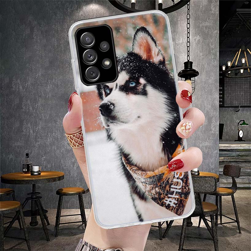 

Siberian Husky Dog Soft Phone Case For Samsung Galaxy A12 A22 A32 A52 A72 A02S A51 A50S A71 A70 A31 A20S Note 20 Ultra S10 A10S Samsung Note 10 Plus