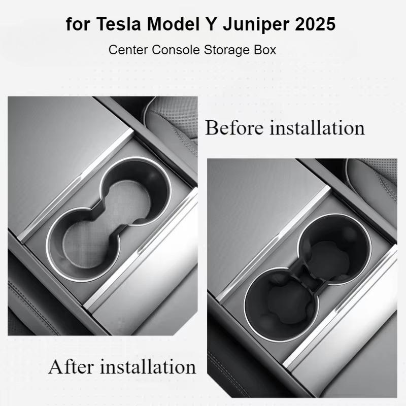 Βάση Ποτηριού για Tesla Model Y Juniper 2025 Κουτί Αποθήκευσης Κεντρικής Κονσόλας Οργανωτής Υποβραχιόνιου Αντιολισθητικό Ένθετο Βάση Κινητού Αξεσουάρ