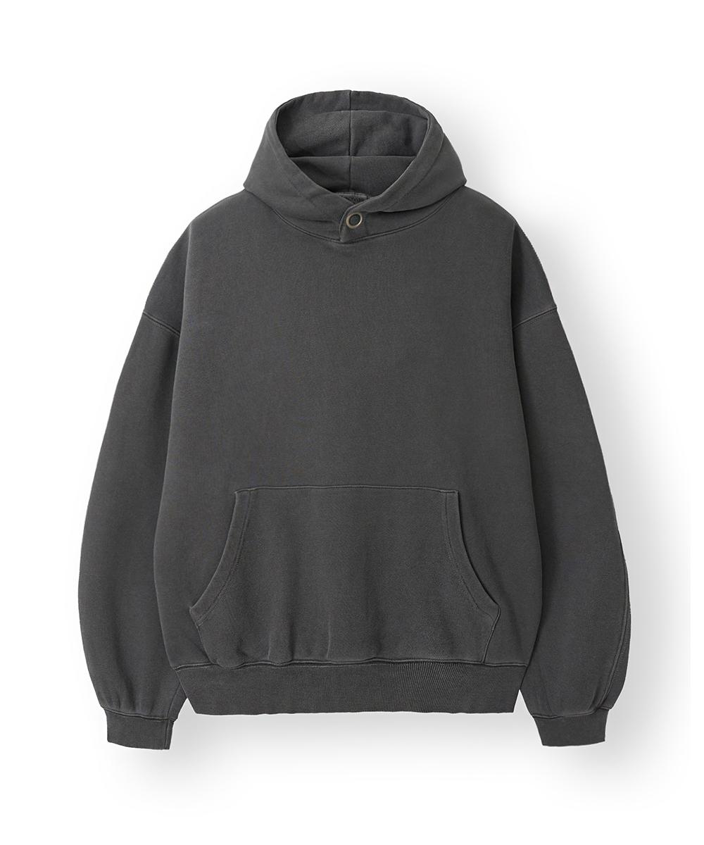 Whoops Garment Dyed Ring Snap Hoodie [Charcoal] Xl