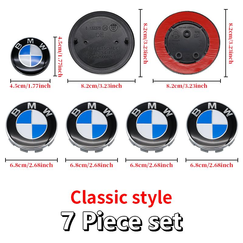 BBKD8 7PCS BMW Car Hood Front Rear Trunk Emblem Classic Blue White Badge For BMW E93 E87 G01 G20 X3 X5 F30 F20 E36 E46 E53 E90