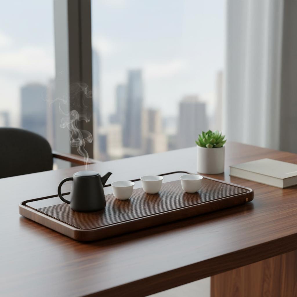 Rectangular Beverage Table Tray Minimalist Design Teaware for Home, Office