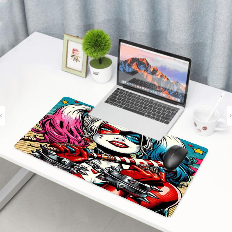 Harley Quinn Joker Print Mouse Pad, Anti‑Slip Desktop keyboard Mat, for PC Laptop Gaming Working Daily Use, Cool Festival Surprise Gift