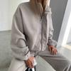 Hot Sale Minimalist Casual Suit Loose Stand-Up Neck Zipper Jacket Drape Wide Leg Pants Two-piece Set