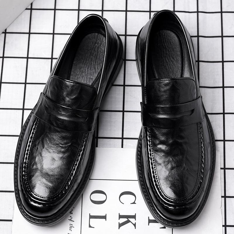 2025 New Designer Increase Leather Shoes for Men Fashion Casual Black Dress Shoes Male Spring Autumn Platform Loafers Man
