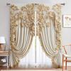 2PCS Luxury Gold Classical Curtains, Pole Bag Polyester Material Design, Bedroom, Home Decoration