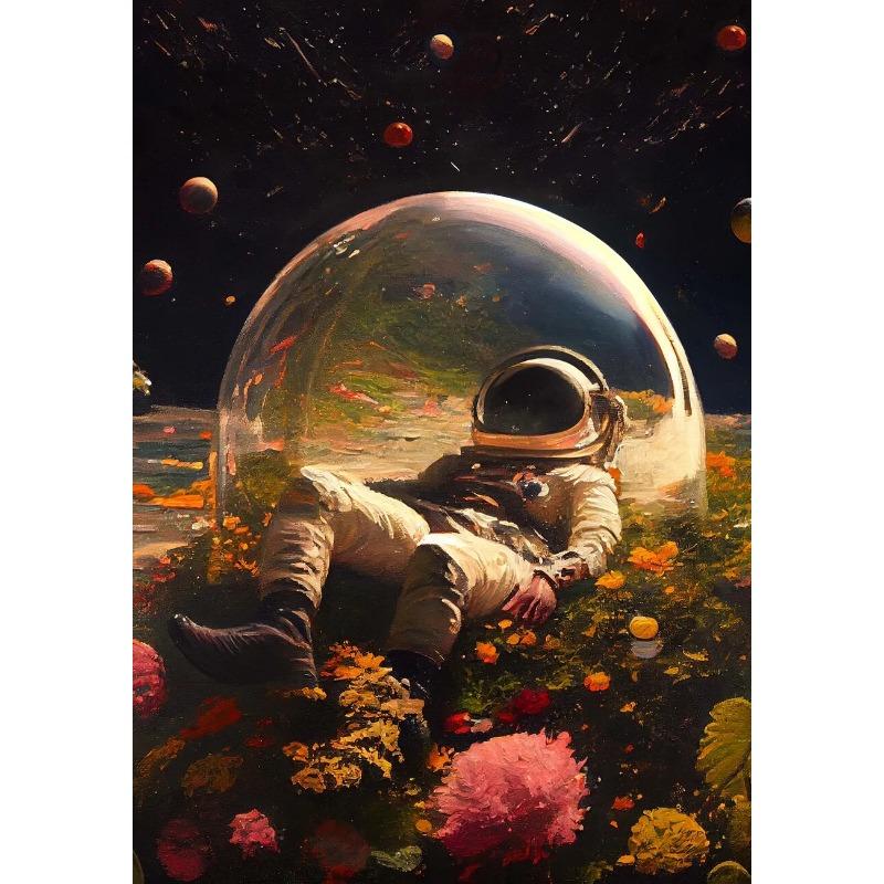 My Space Date Mural My Space Surfing Day Canvas Posters Prints Astronaut's Space Journey Canvas Painting for Home Room Decor