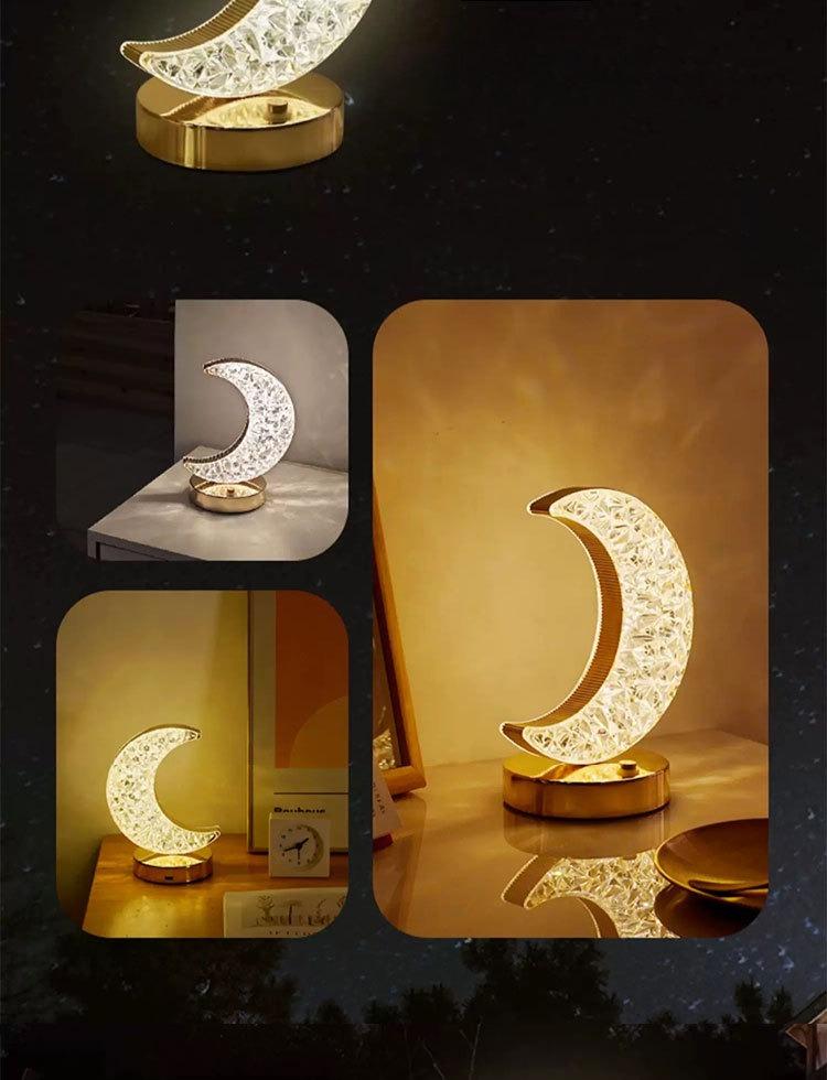 LED Night Light Star Moon Crystal  Atmosphere Light Bedroom Creative Bedlight Decorative Desk Lamp Rechargeable 3 Color Light
