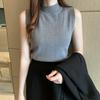 Sleeveless Knitted Sweater for Women Sexy Slim Short Vest Top Casual Thin Knitted Sweater with Solid Color Base Top