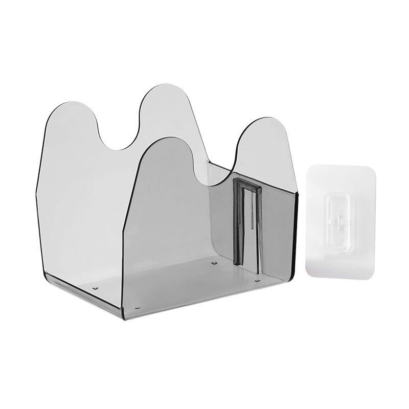 

Кухонная пластиковая настенная полка для хранения, стойка для пакетиков с приправами, контейнер для хранения в холодильнике, не требует сверления, компактная подвесная полка Transparent black