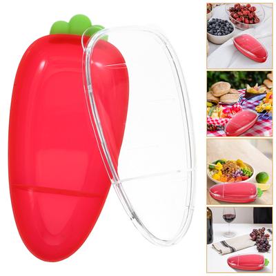 Geteilte Gemüseplatte ABS-Kunststoff 2 Fächer Snackbehälter Klarer Deckel Frischhaltebox Geteilte Gemüseplatte