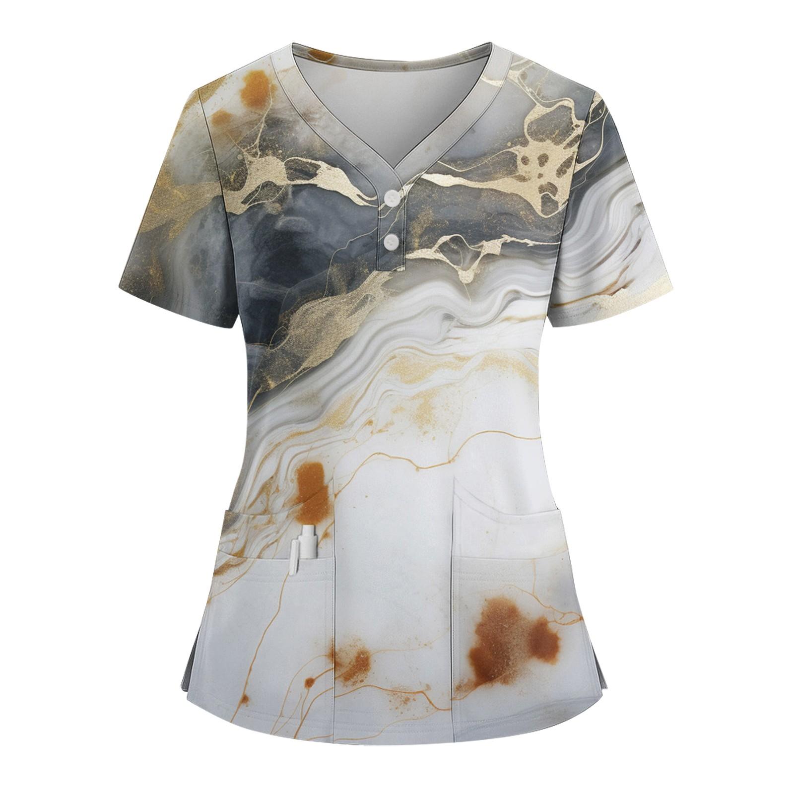 

Женская свободная футболка с коротким рукавом, модным геометрическим принтом, V-образным вырезом, застегивающаяся на пуговицы, с боковым разрезом M