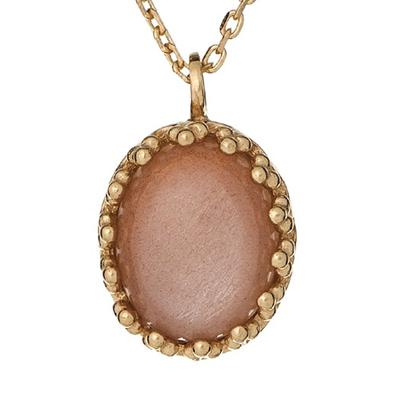 [R5623] - Colar de Prata 'Meghan' pedra da lua rosa ouro - 10x9 mm