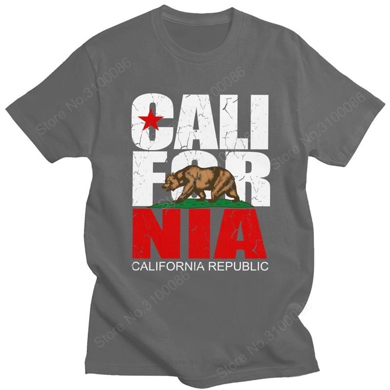 Vintage California Republic T Shirt Men Grunge Distressed CA State Flag Bear T-shirt Short Sleeve Cotton GraphicTees Gift Merch