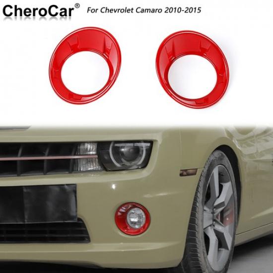 For Chevrolet Camaro 2010-2013 Front Fog Light Cover Fog Lamp Frame Trim Red ABS