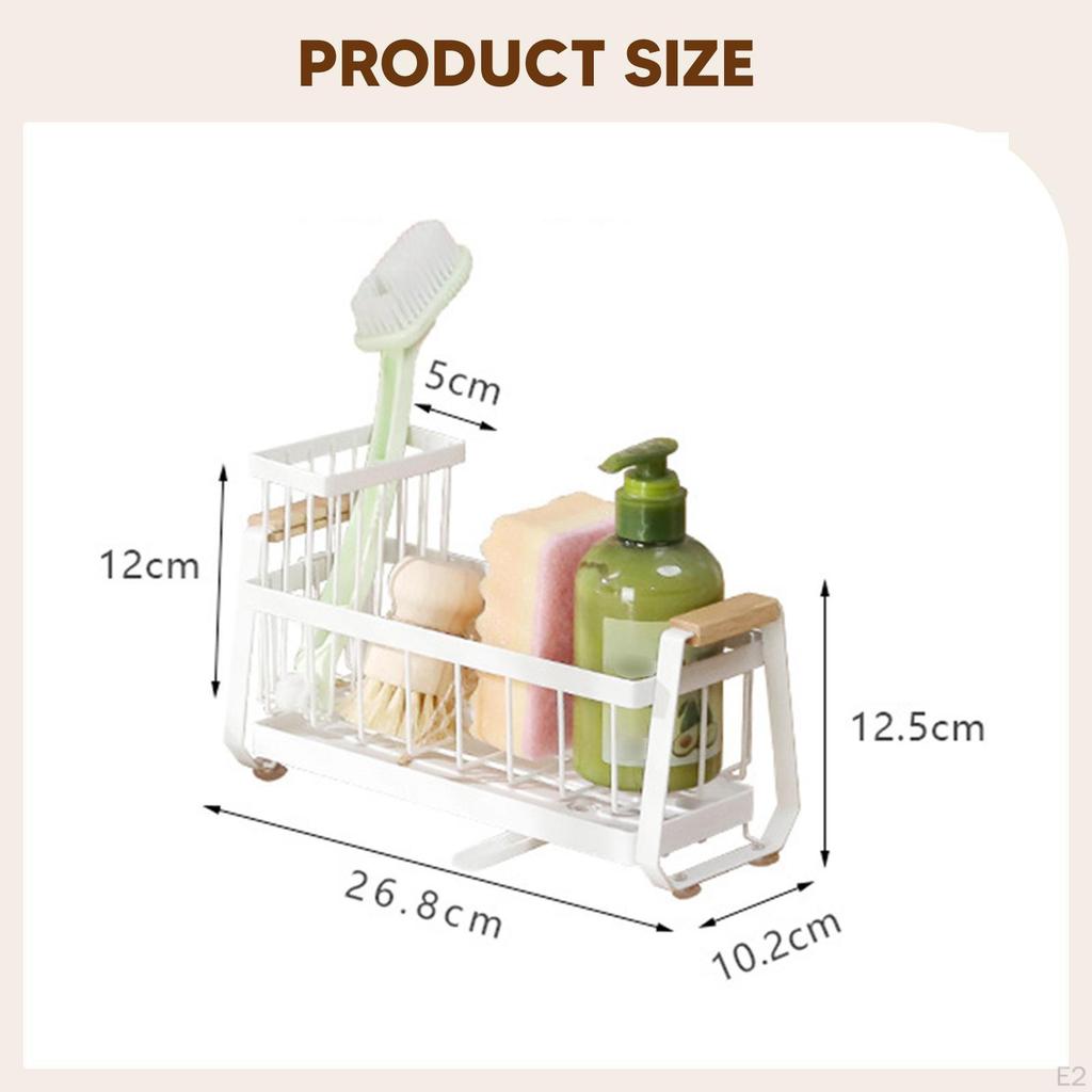 Carbon Steel Organizer for Kitchen Sink with Dish Soap Dispenser Functionality