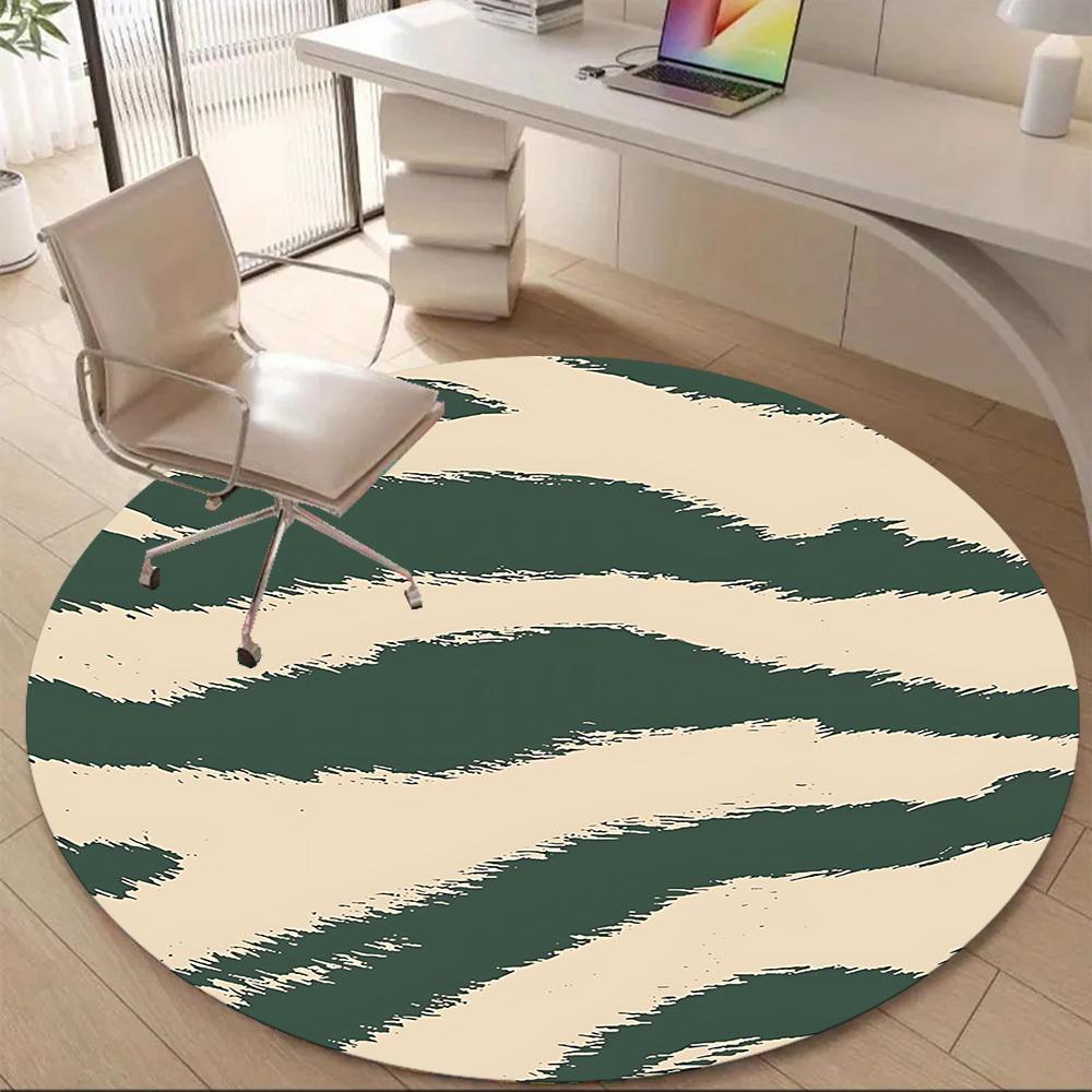 1PCZebra Stripes Office Round Area Rug, Mat Suitable For Office, Under Office Chairs Bedroom Living Room Home Decor, Room Deco