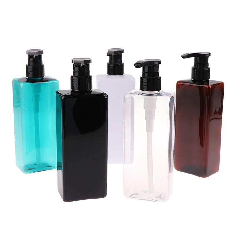 500ml Body Lotion Square Bottle PET Plastic Shower Gel Shampoo Press Pump Bottles Durable Refillable Containers For Liquid Soap