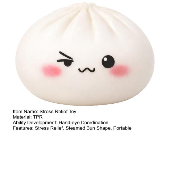 Cartoon Expression Steamed Bun Toy Stress Relief Dumpling Squeeze Sensory Toy Stress Ball Simulated Dough Ball Fidget Toy