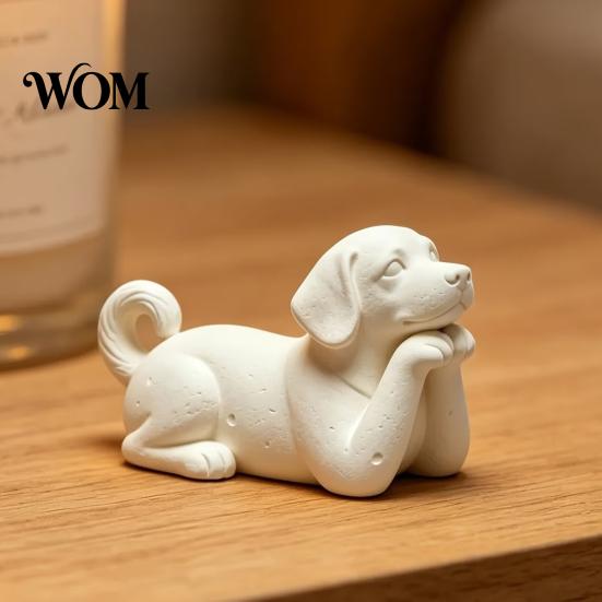 Versatile White Dog Figurine 3D Printed Figurine, Cute Puppy Figures, Small Animal Plain Statue Figurines, Realistic Detailed for Lovers Burr-free