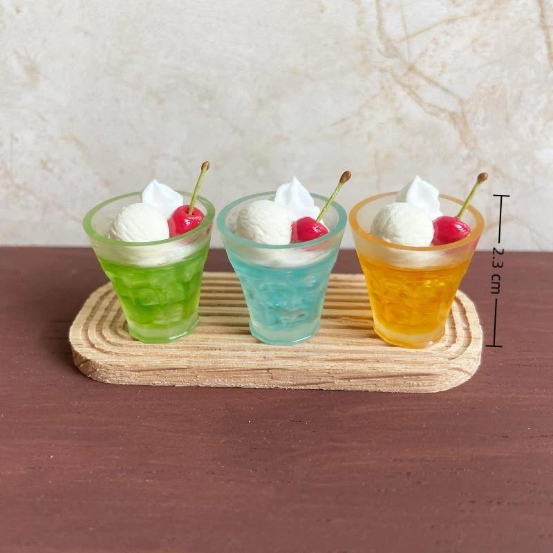 1/6 Scale Dollhouse Miniature Ice Cream Drink Decoration Realistic Fruit Soda Water Model for Dollhouse DIY Craft