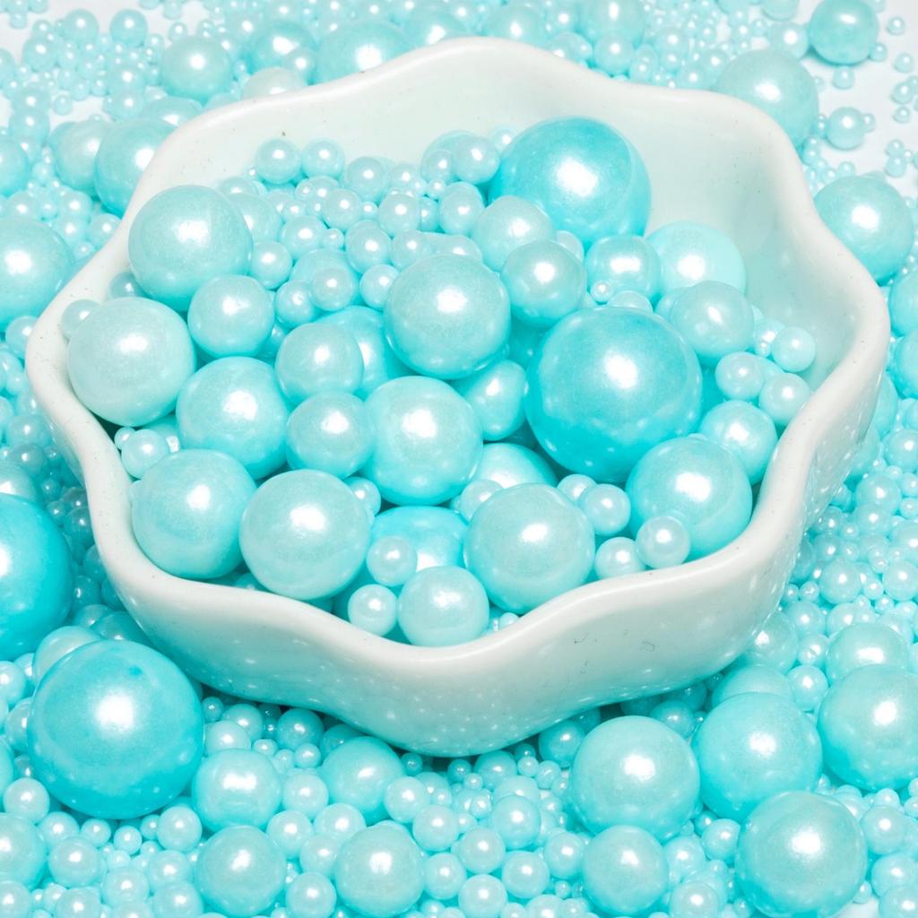 Decorações de Bolo de Pérolas de Açúcar Brancas, Douradas e Prateadas - Bolinhas Redondas para Confeitaria, Sorvete e Panificação - Pérolas de Açúcar Coloridas Mistas em Forma de Agulha.