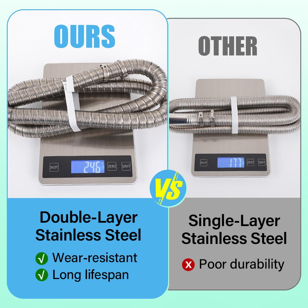24mm Double Layer Stainless Steel Diesel Heater Exhaust Pipe 60 /100cm 120cm 200cm For Diesel Heater 5KW 8KW 2KW for Eberspacher