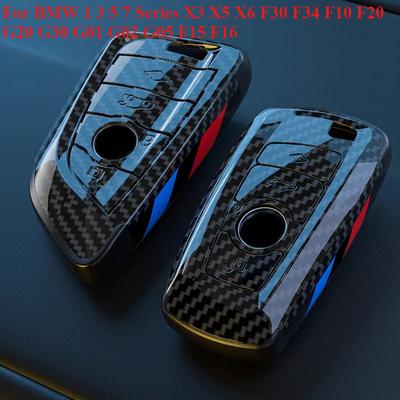 ABS szénszálas stílusú autós kulcstartó tok BMW X3 X5 X6 F30 F34 F10 F20 G20 G30 G01 G02 G05 F15 F16 1 3 5 7 sorozathoz