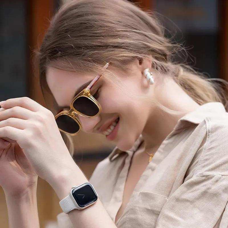 Silicone Watch Strap For Apple Watch Band Fashion Pattern Flower Engraving 49/44/45/40/42/38mm iWatch Series Ultra Band