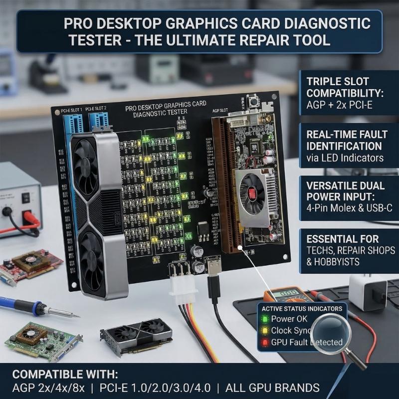 AGP PCIE Grafikkarte Tester Mit LED-Anzeigen Für Schnelle Fehlererkennung Und Diagnose