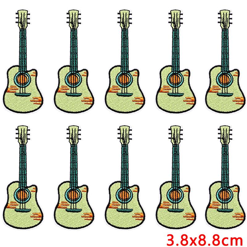 10pcs Wholesale New Art Wind Electric Guitar Embroidery Patches Diy Creative Cartoon Iron On Patches For Clothing Jackets Decor 