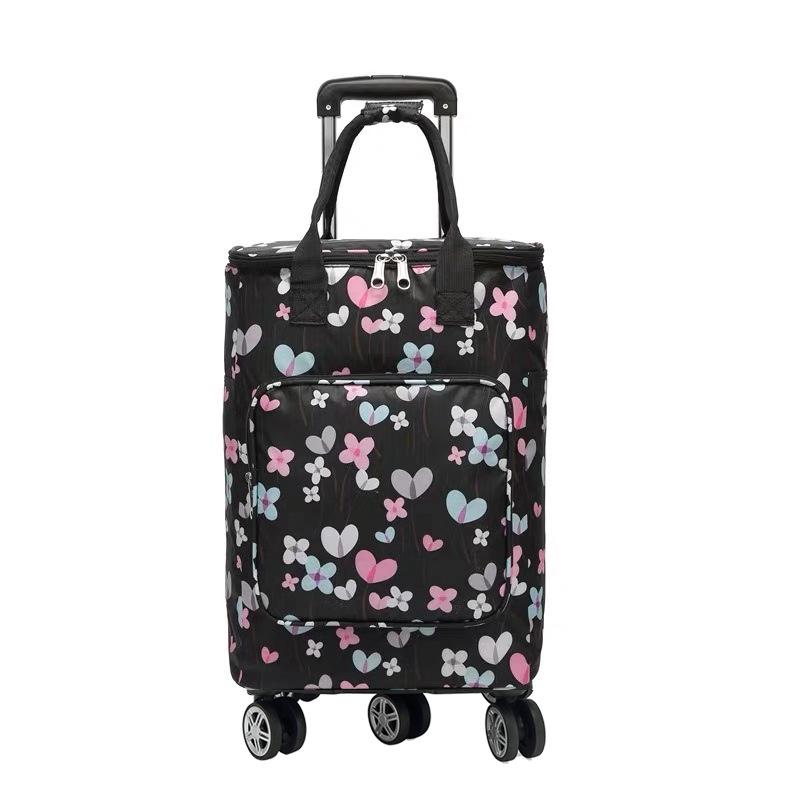 Folding Portable Grocery Shopping Cart with Bag - Household Supermarket Trolley