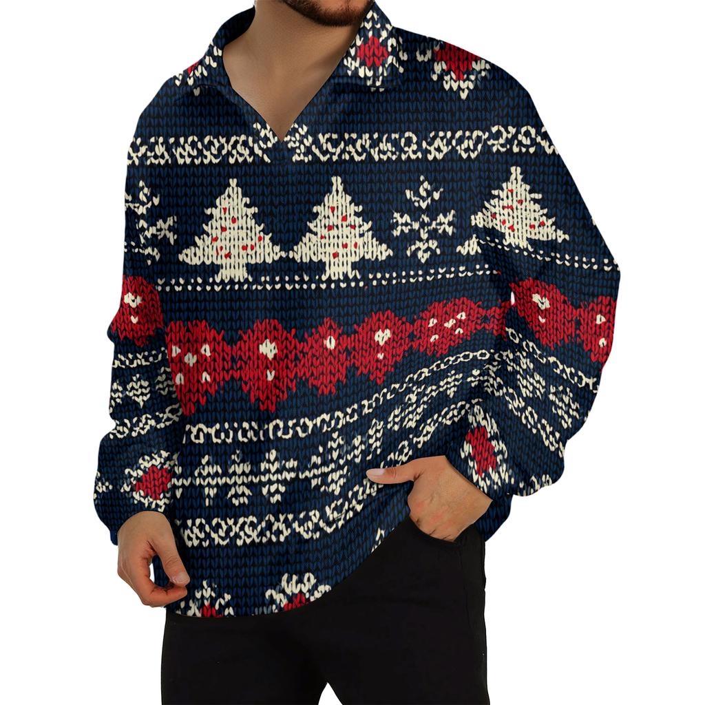 Men's Casual Collared Long-Sleeve Knit Base Layer Top