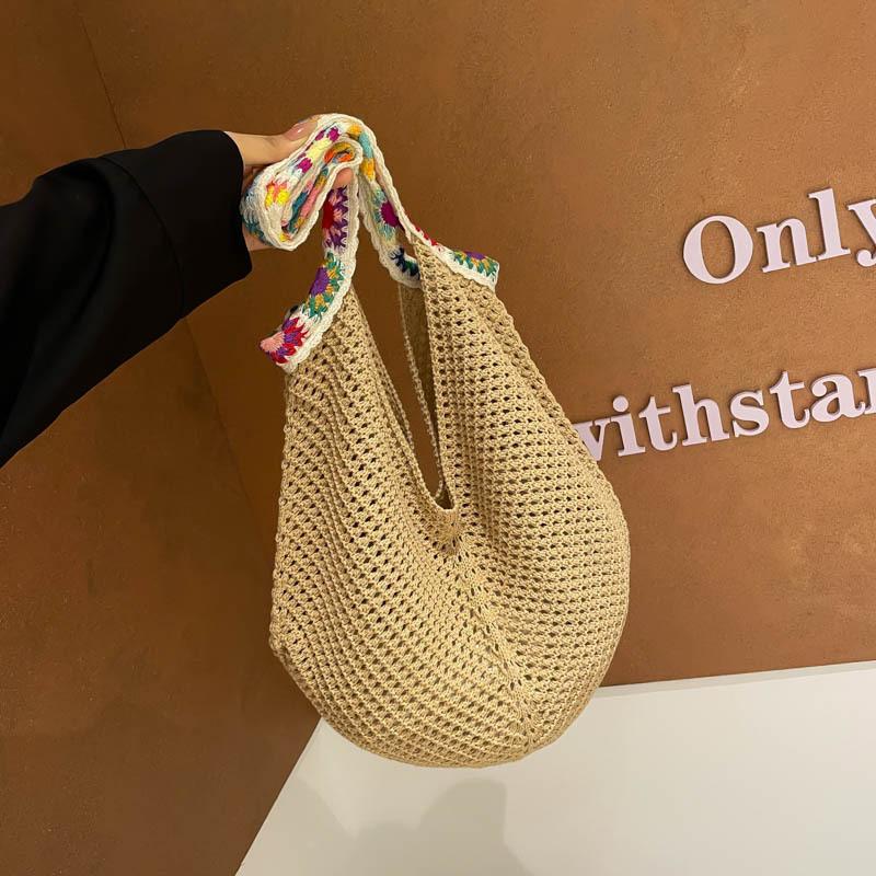Fashion Knitted Bag Women's New Fashion Large-capacity Tote Bag Leisure Seaside Vacation Beach Bag