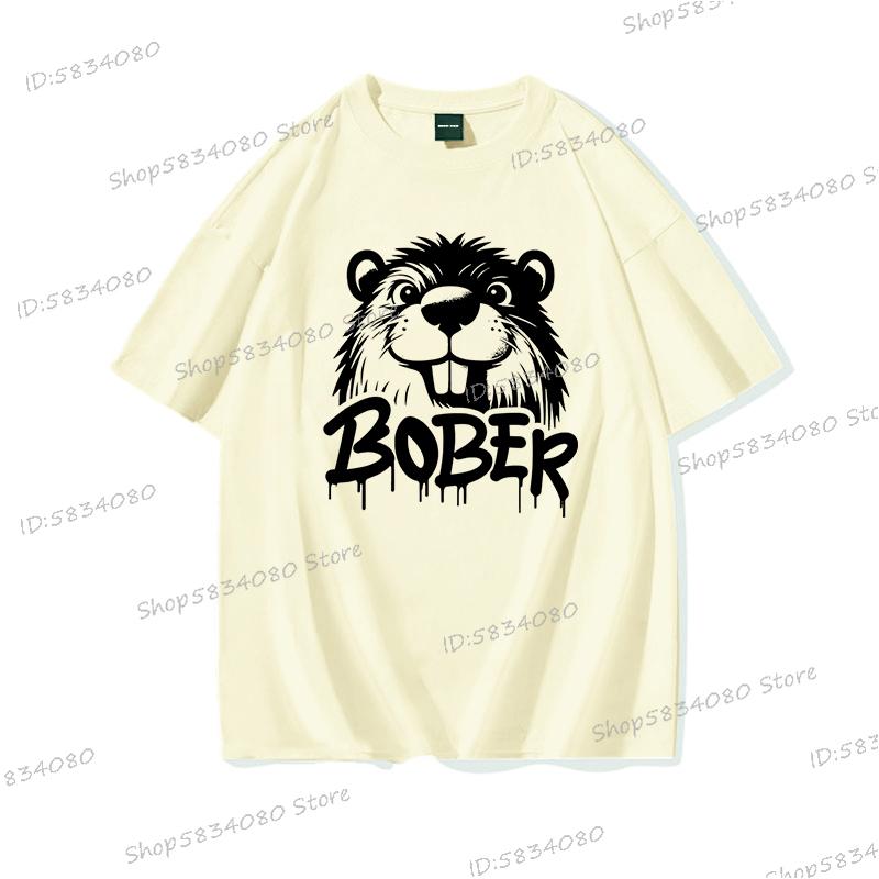 Hot Sales Cotton Bober Funny Meme Graphic T Shirts Harajuku Y2k Tees Tops Bobr Kurwa Print Unisex Fashion Casual Tshirts Y2k Top