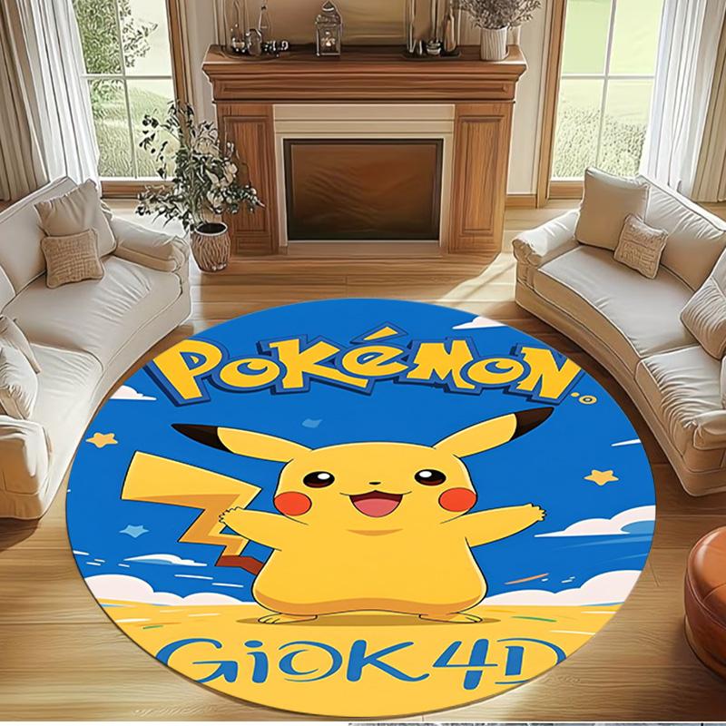 Pokemon Print Round Rug, Washable Floor Carpet, For Entryway Dorm Laundry Room Office Study, Home Decor Birthday Christmas Gift