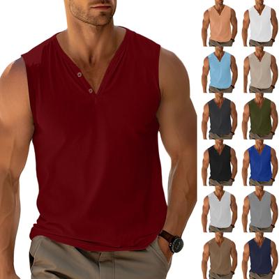 Men's Slim-fitting Casual Semi-open Sleeveless Base Layer, Fitness And Sports Outdoor Vest
